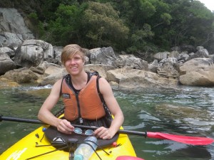 Kayaking with seals in the background